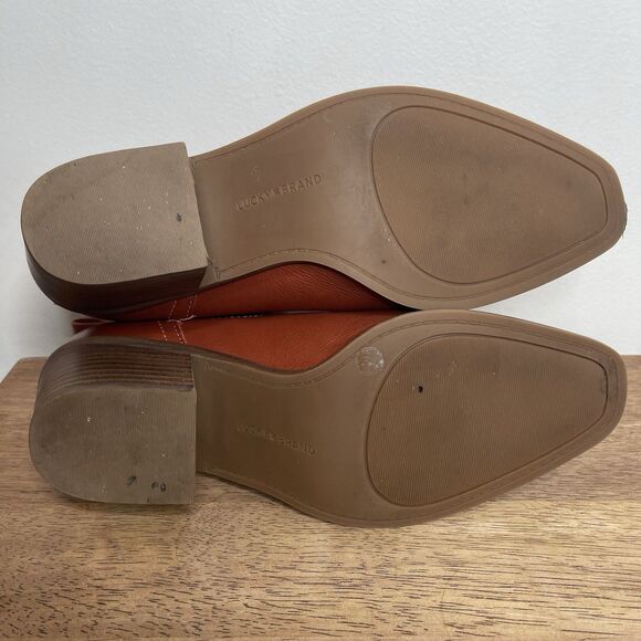 Lucky Brand Idola Boots Women’s 7 Sumac Marbled Napa Leather Square Toe - Picture 7 of 8